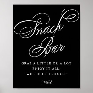 Elegant Snack Bar Black Calligraphy Chic Table Poster