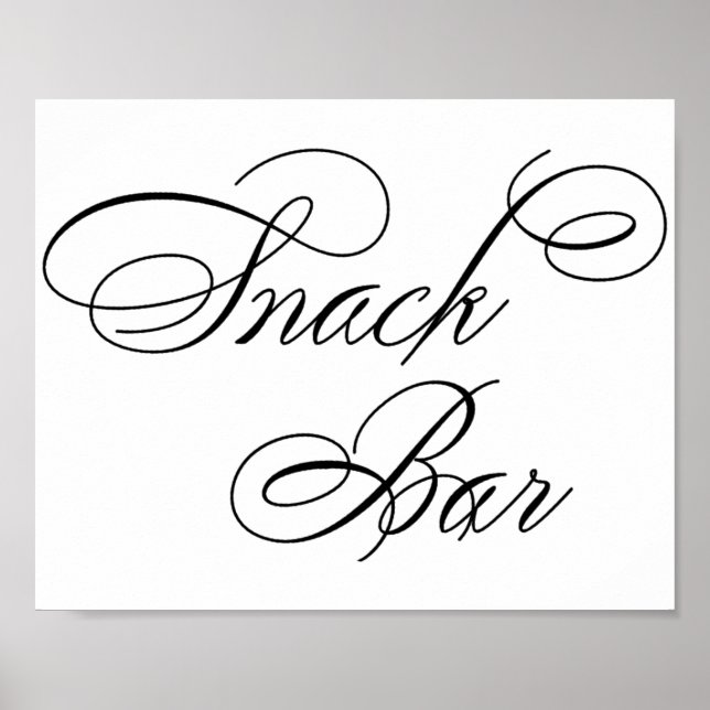 Élégant Snack Bar Script noir | Tableau horizontal (Devant)