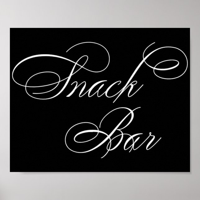 Elegant Snack Bar White Script | Horizontal Table Poster (Front)