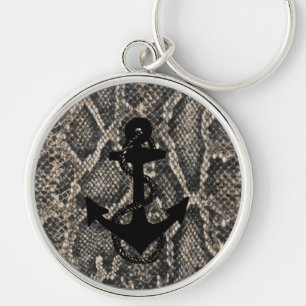 elegant snake skin nautical ANCHOR + ROPE   Keychain