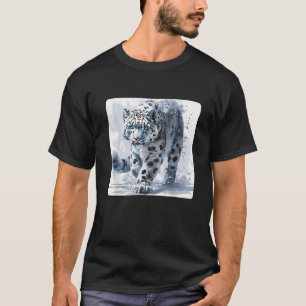 Elegant Snow Leopard for a Sleek Winter Design  T-Shirt