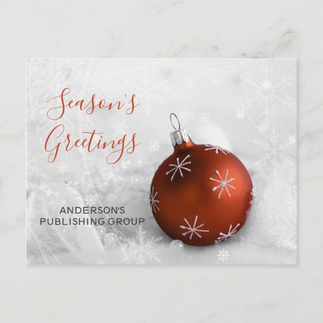 Elegant Snow Orange Ornament Business holiday (Front)