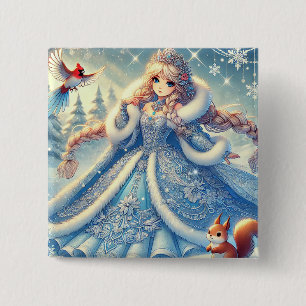 Elegant Snow Queen in Winter Wonderland 2 Inch Square Button