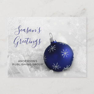 Elegant Snow Scene Navy Ornament Business holiday Postcard