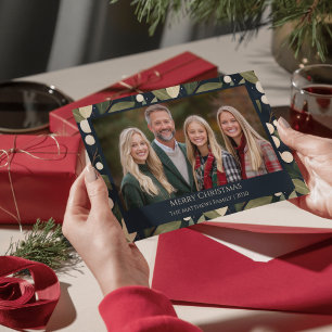 Elegant Snowberry Christmas Photo Holiday Card