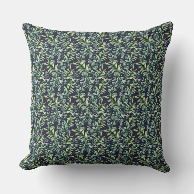Elegant Snowberry Plants | Hand Painted Watercolor Throw Pillow (Front)