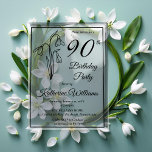 Elegant Snowdrops 90th Birthday Party  Acrylic Invitations<br><div class="desc">Elegant snowdrops birth month floral design "90th Birthday Party" design featuring a snowdrop floral motif.</div>