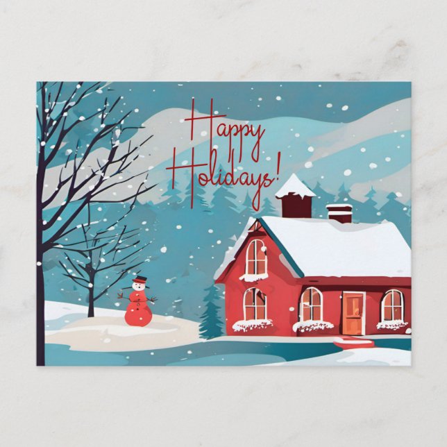 Elegant Snowfall Festive Christmas Happy  Holiday Postcard (Front)