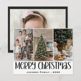 Elegant Snowflake 4 Photo Collage Christmas  Holiday Card