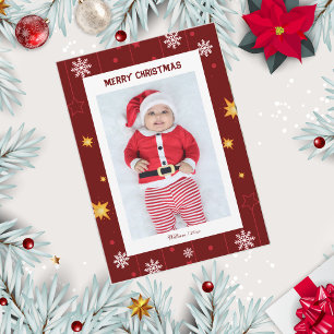 Elegant Snowflake Baby Merry Christmas Photo Holiday Card