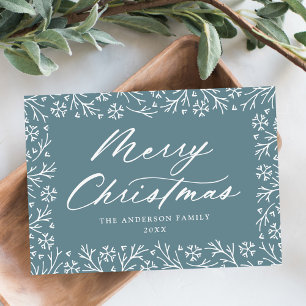 Elegant Snowflake Blue Merry Christmas Non-Photo Holiday Card