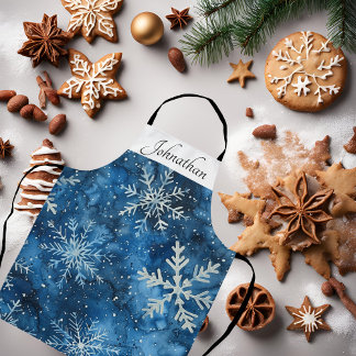 Elegant Snowflake Christmas Apron