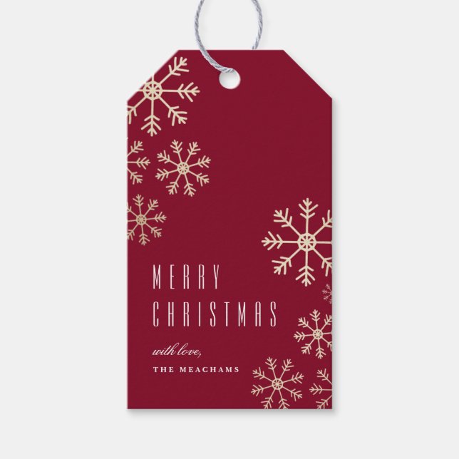 Elegant Snowflake Christmas Holiday Gift Tags (Front)