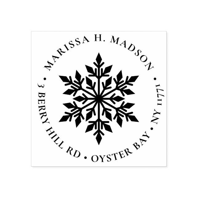 Elegant Snowflake Christmas Holiday Return Address Rubber Stamp (Imprint)