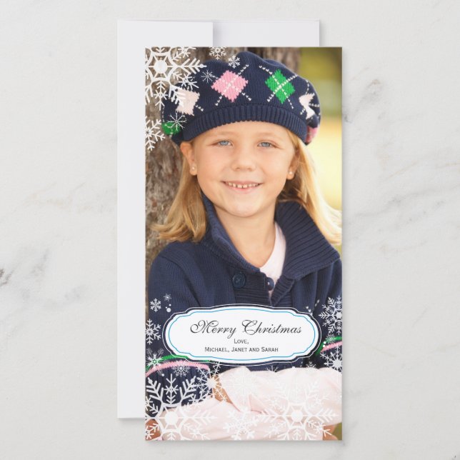 Elegant Snowflake Christmas Photo Card (Front)
