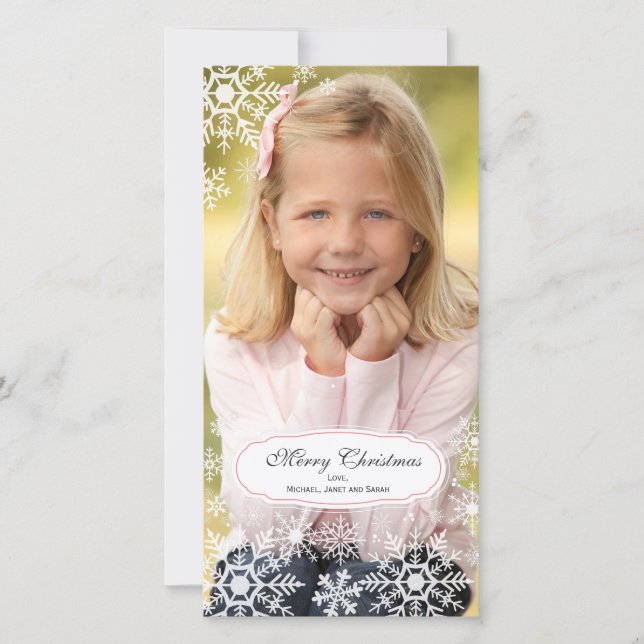 Elegant Snowflake Christmas Photo Card (Front)