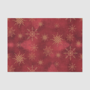 Elegant Snowflake Christmas Red Rose Gold Glitter  Tissue Paper