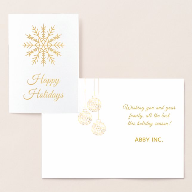 Elegant Snowflake Corporate Holiday Gold Foil Card (Display)