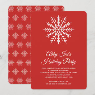 Elegant Snowflake Corporate Red Holiday Party Invitation