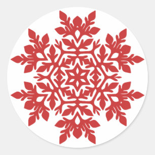 Elegant Snowflake (Cranberry) Classic Round Sticker