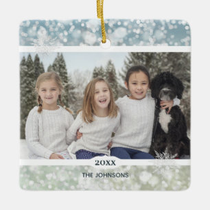 Elegant Snowflake Crystal Bokeh Ceramic Ornament