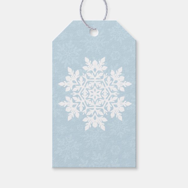Elegant Snowflake (Frost Blue) Gift Tags (Front)