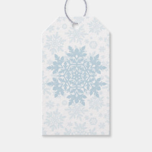 Elegant Snowflake (Frost Blue - White) Gift Tags