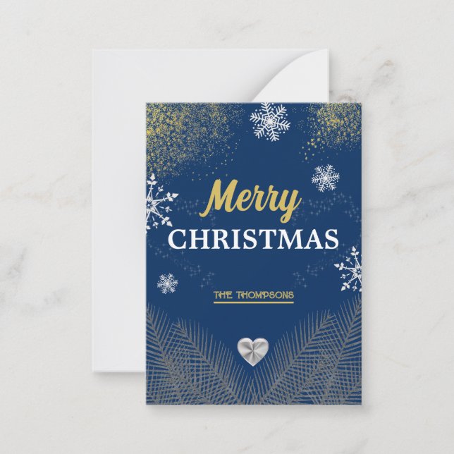 Elegant snowflake gold glitter christmas card (Front)