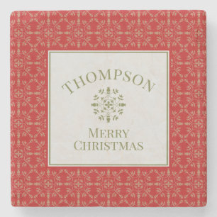 Elegant Snowflake Holiday Modern Christmas  Stone Coaster
