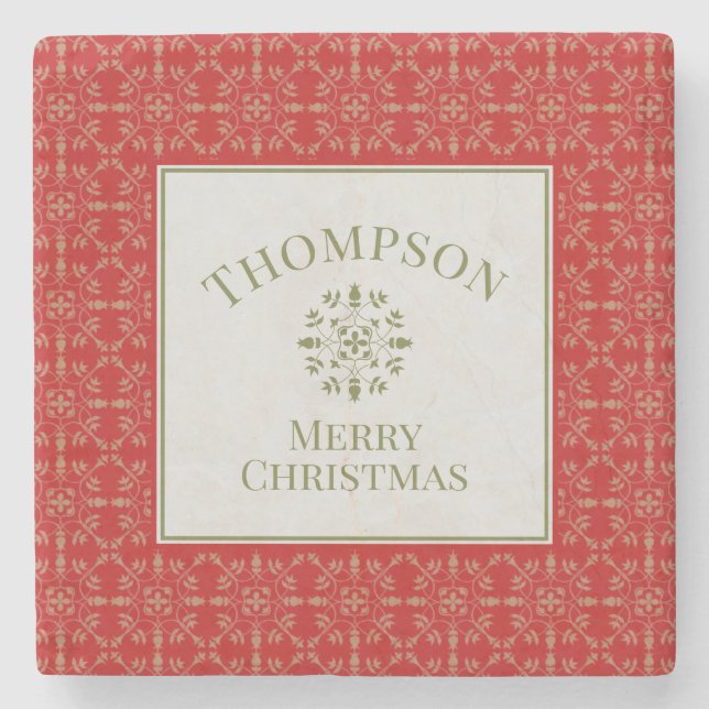 Elegant Snowflake Holiday Modern Christmas  Stone Coaster (Front)