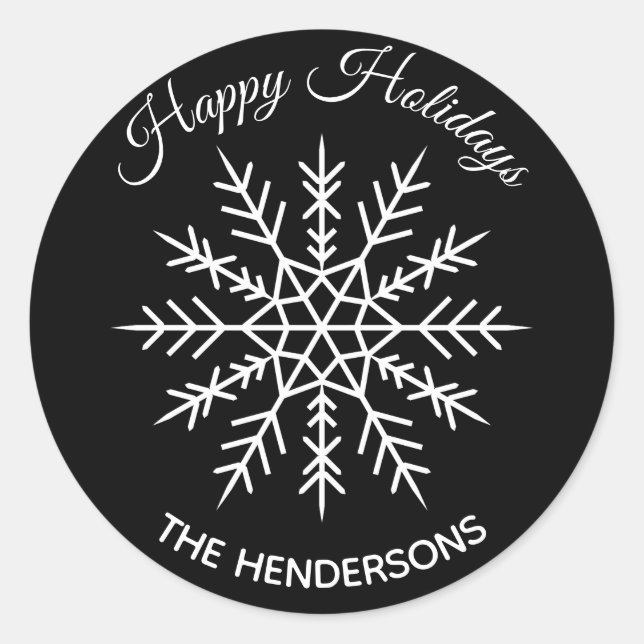Elegant Snowflake Holiday Sticker (Front)