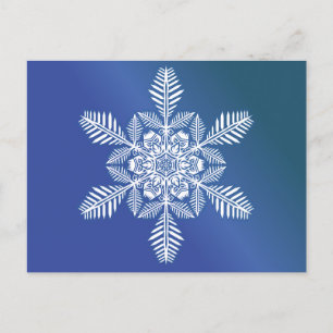 Elegant Snowflake in Deep Blue Sky Holiday Postcard