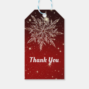 Elegant Snowflake in Red Wedding Gift Tags