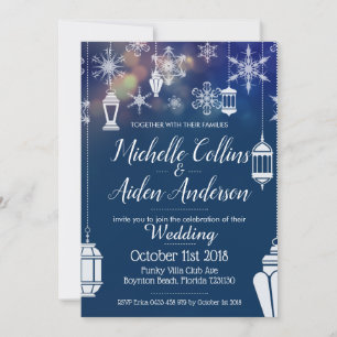 Elegant Snowflake Lantern Winter Wedding Customize Invitation
