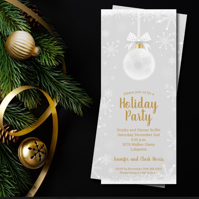 Elegant Snowflake Ornament Christmas Invitations (Creator Uploaded)