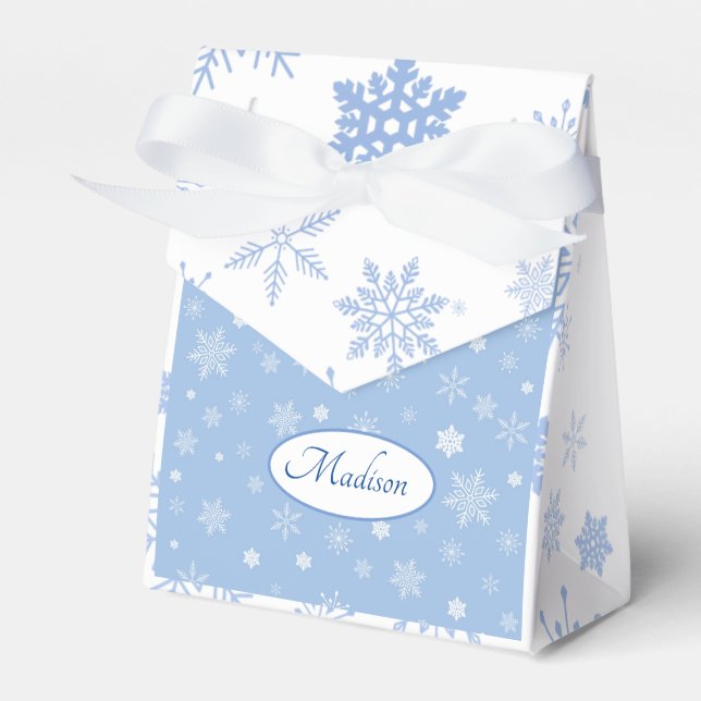 Elegant snowflake Paper Favour Box, Tent 3x1.5x3.2 Favor Box (Front Side)