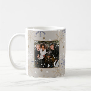 Elegant Snowflake Pattern Beige 2 Photo  Coffee Mug