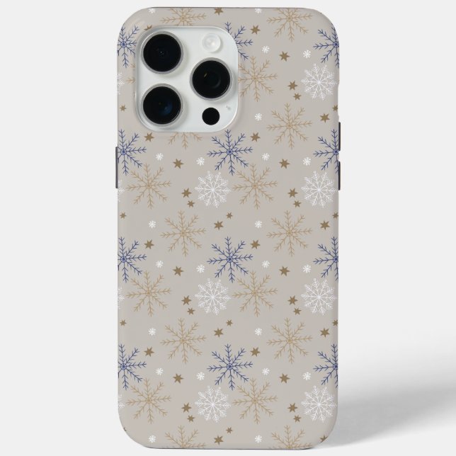 Elegant Snowflake Pattern Beige  Case-Mate iPhone Case (Back)