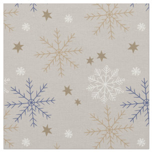Elegant Snowflake Pattern Beige Fabric