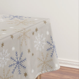 Elegant Snowflake Pattern Beige Tablecloth