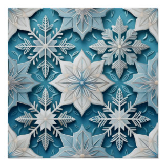 Elegant Snowflake Pattern for Winter Décor Poster