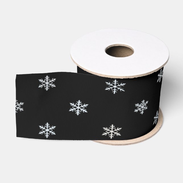 Elegant Snowflake Pattern Ice Winter Design Grosgrain Ribbon (Spool)