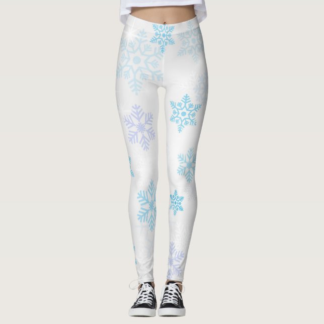 Elegant Snowflake Pattern Leggings (Front)