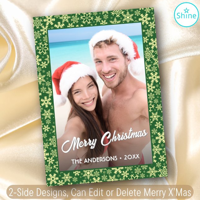 Elegant Snowflake Photo Frame Create Your Own Text Holiday Card (Creator Uploaded)