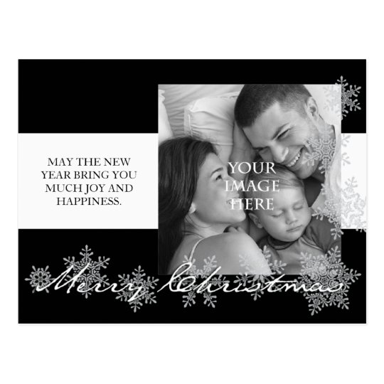 Elegant Snowflake Photo Postcard - BLACK AND WHITE