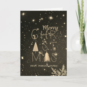 Elegant Snowflake,Pine Trees Holiday Card