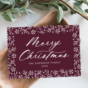 Elegant Snowflake Purple Merry Christmas Non-Photo Holiday Card