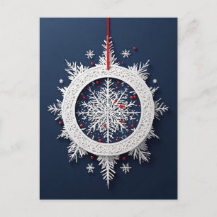 ❄️ Elegant Snowflake Ribbon Holiday Magic ✨ Winter Postcard