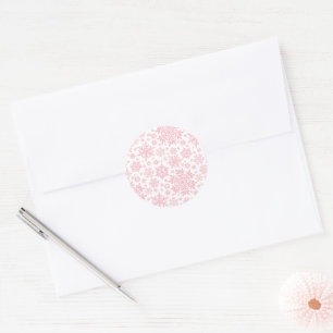 Elegant Snowflake (Sugar Blush-White) Classic Round Sticker