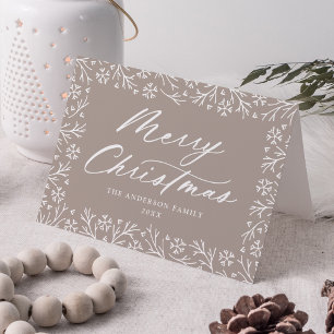 Elegant Snowflake Taupe Merry Christmas Non-Photo Holiday Card